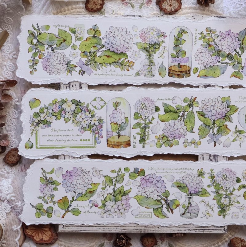 无尽夏 復古繡球花 PET 和紙膠帶 - 纸胶带 - 其他材质 紫色