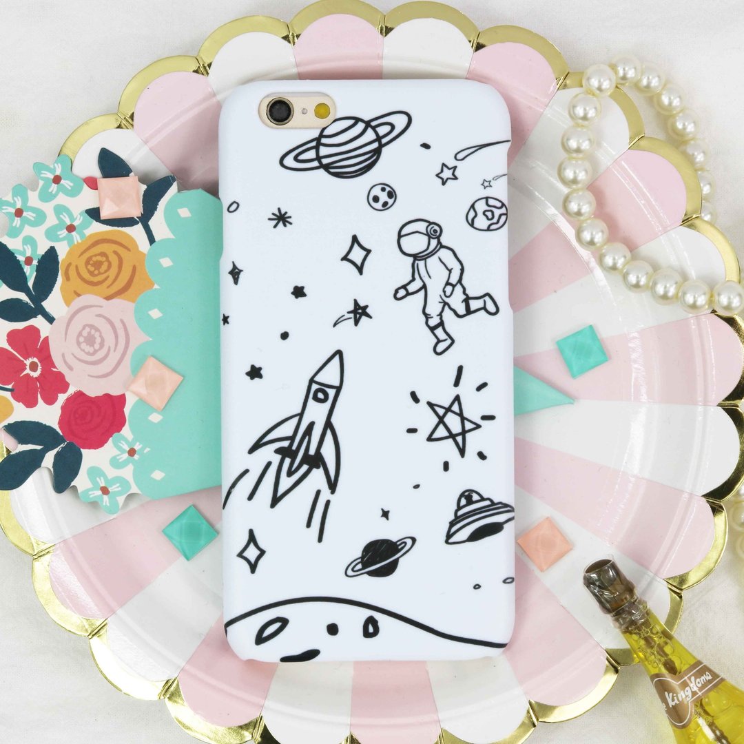 手绘星球太空人磨砂手机壳iPhone XS Max Plus Galaxy S9 note 9 - 手机壳/手机套 - 塑料 多色