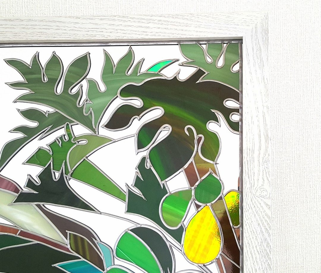 Glass Art Wooden White Frame Mirror 　Ryukyu Island - 墙贴/壁贴 - 其他金属 多色