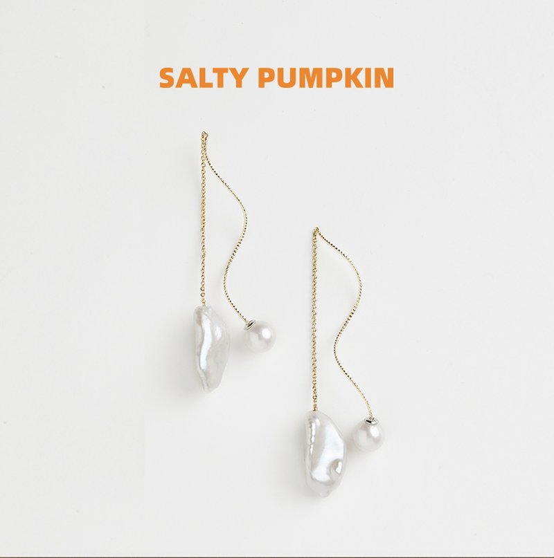 SALTY PUMPKIN我买故我在系列复古宫廷巴洛克风S形珍珠耳链 - 耳环/耳夹 - 珍珠 白色