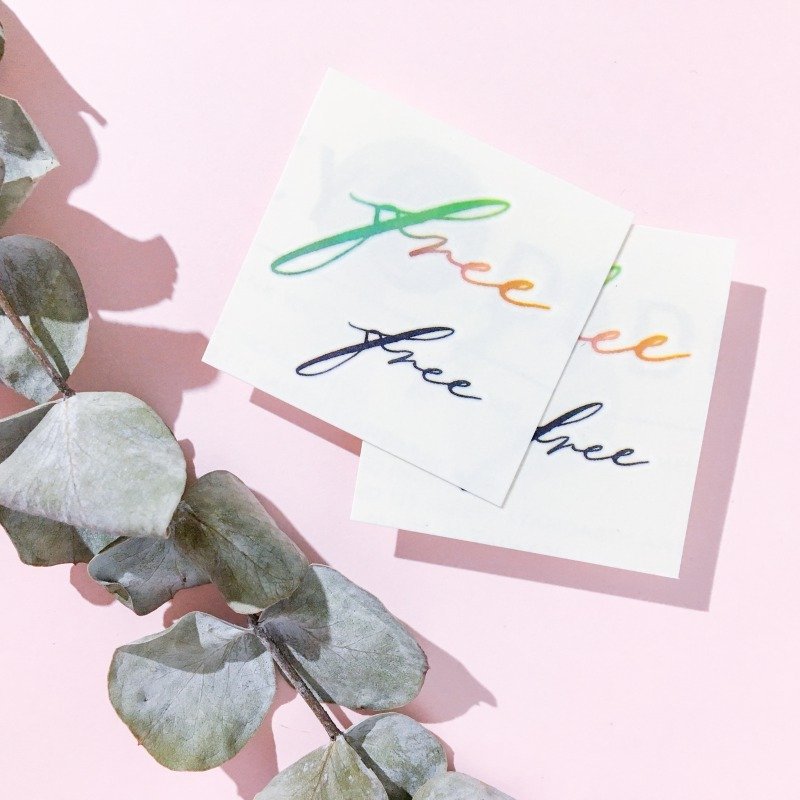 手绘英文字书法纹身贴纸加油坚持追梦鼓励自由空气简约刺青浅粉绿 - 纹身贴 - 纸 绿色