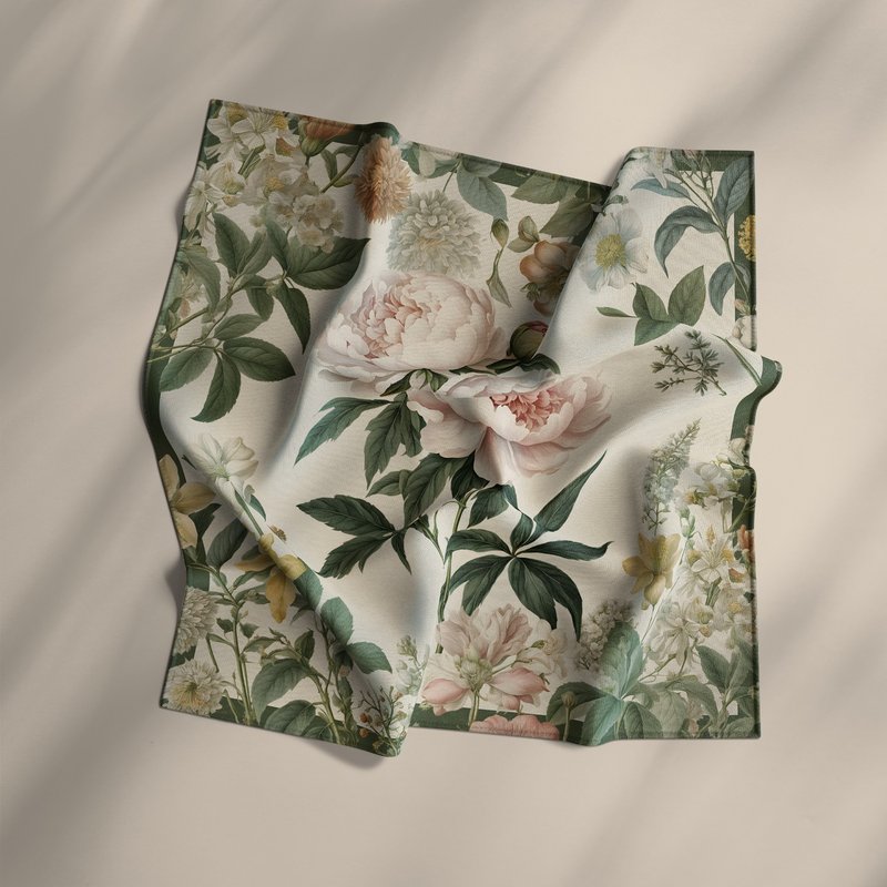 Peony Whisper 丝巾 - 丝巾 - 丝．绢 粉红色