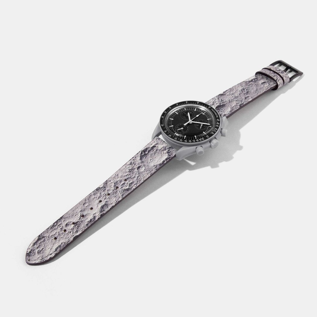 OMEGA x Swatch Mission to Moonwatch 小牛皮錶帶 - 表带 - 真皮 灰色