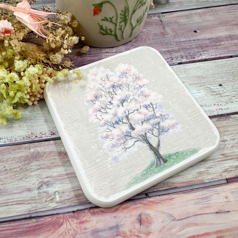 樱花树-圭藻土杯垫 - 杯垫 - 其他材质 粉红色