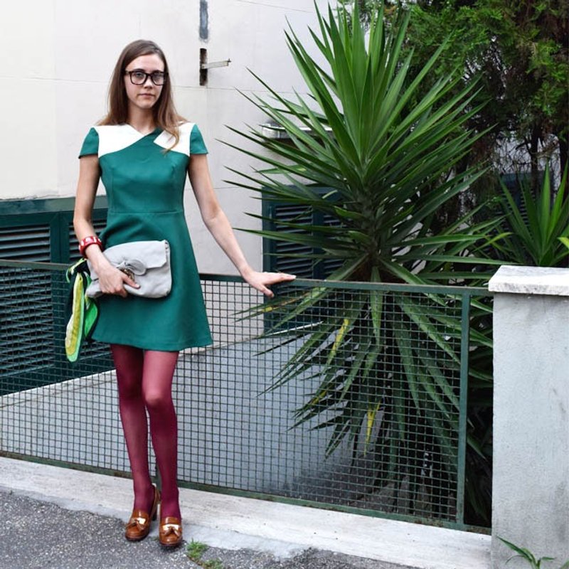 retro one-piece dress debbie - 洋装/连衣裙 - 聚酯纤维 绿色