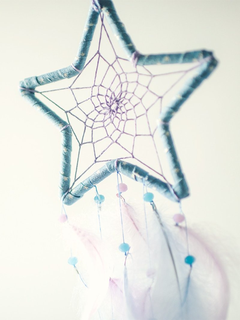 星星捕梦网 - 丹宁牛仔布条 - 梦幻粉蓝+粉紫-生日礼物、居家布置 - 墙贴/壁贴 - 其他材质 蓝色