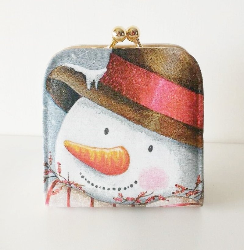 圣诞限定手作交换礼物-雪人 口金零钱包 - 零钱包 - 真皮 