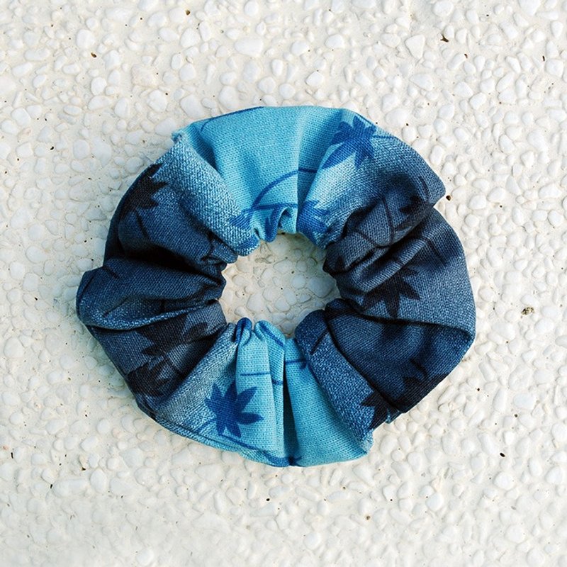 渐层枫叶发束/大肠圈 甜甜圈 发圈 - 发饰 - 棉．麻 蓝色