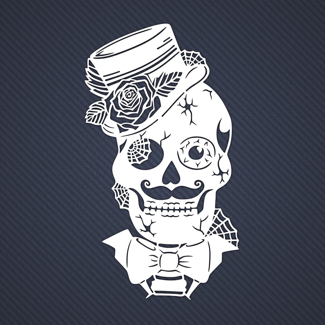 Mr Skull SVG, skull svg, cut files for cricut silhouette, lasercut template - 其他数码设计 - 其他材质 