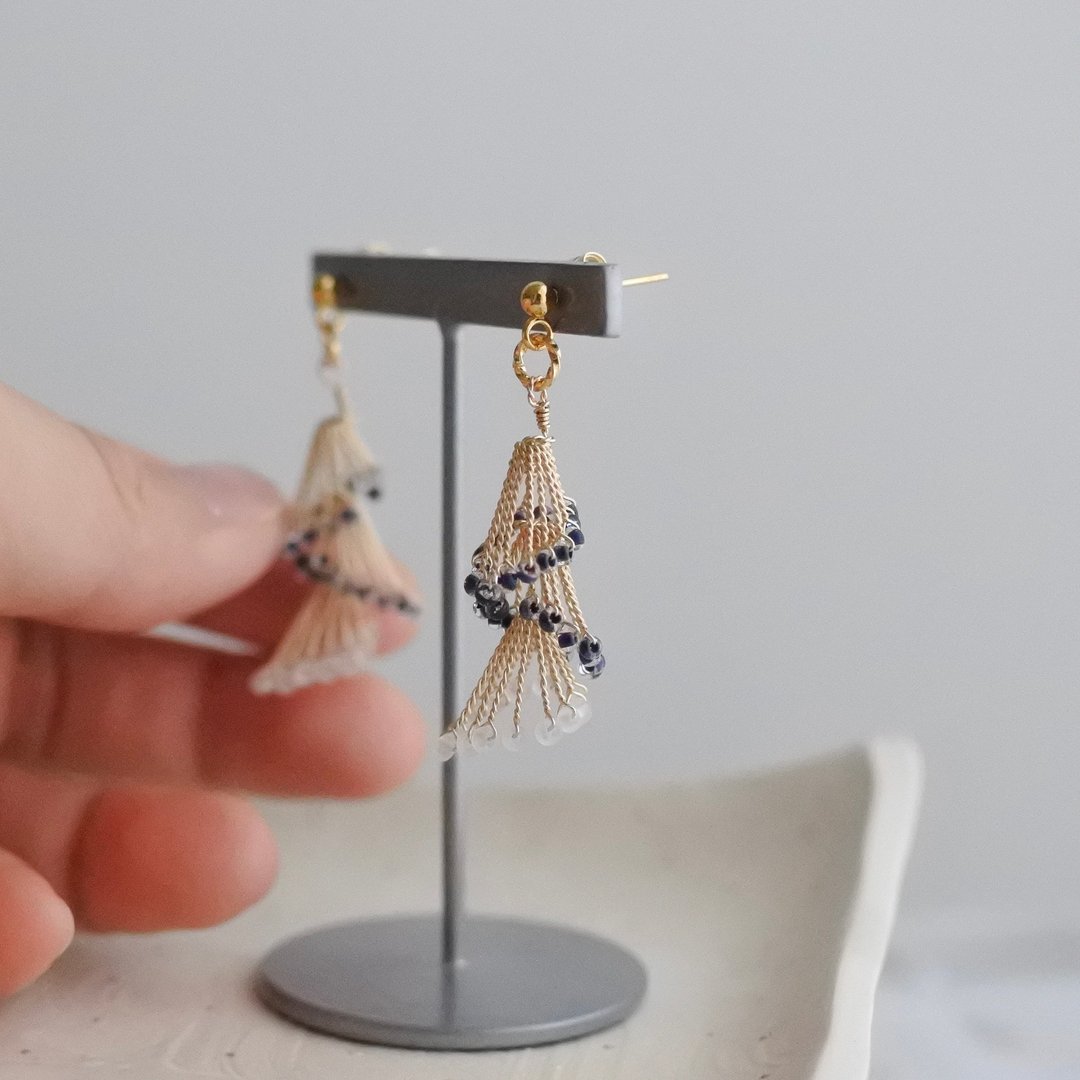 Blue Star Series – Richi no Kaze - 耳环/耳夹 - 其他金属 蓝色