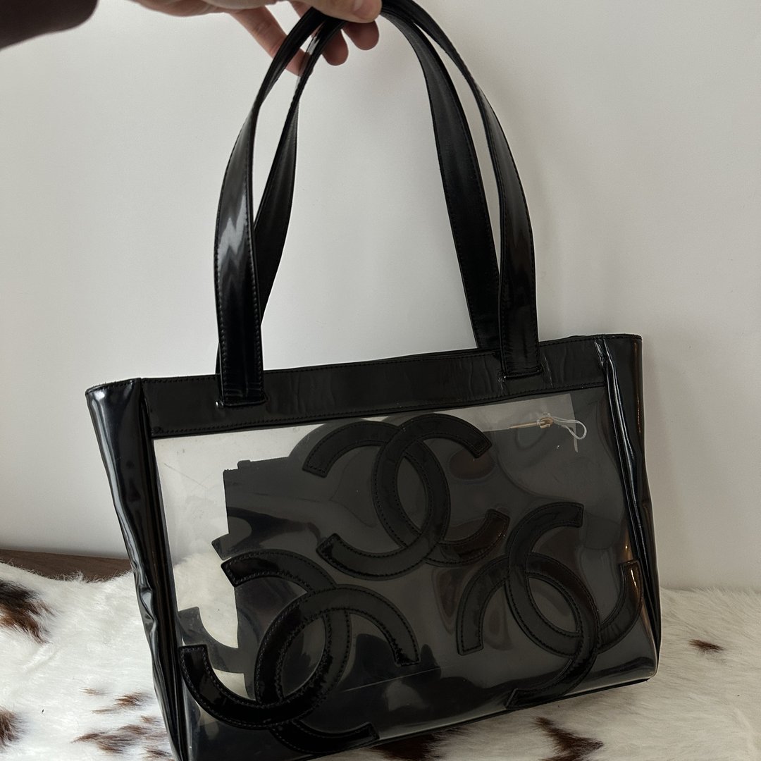 中古包 Chanel 香奈儿 CC PVC 拼皮托特包 - 手提包/手提袋 - 其他材质 黑色