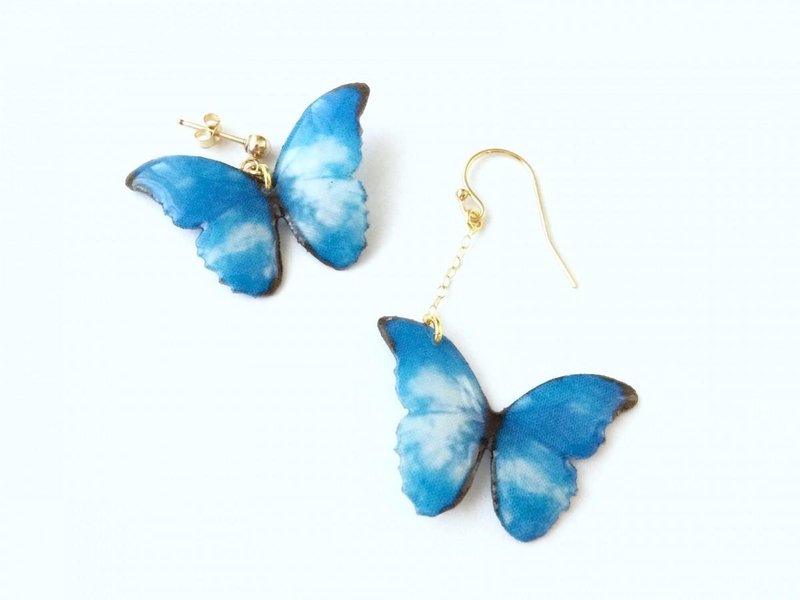 Beautiful Sky Butterfly Earrings, Dainty 14k Gold Fill, BS01 - 耳环/耳夹 - 其他材质 蓝色