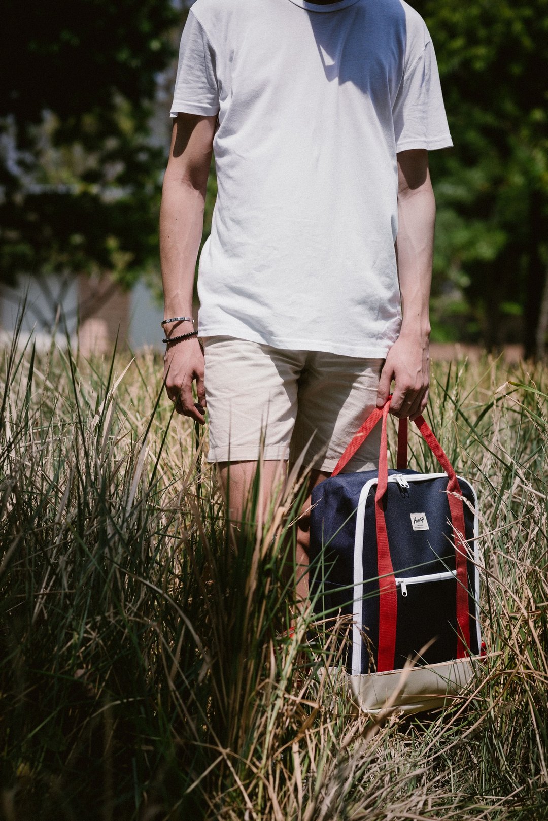 SUPER BACKPACK Navy/Beige/Red - 后背包/双肩包 - 聚酯纤维 蓝色