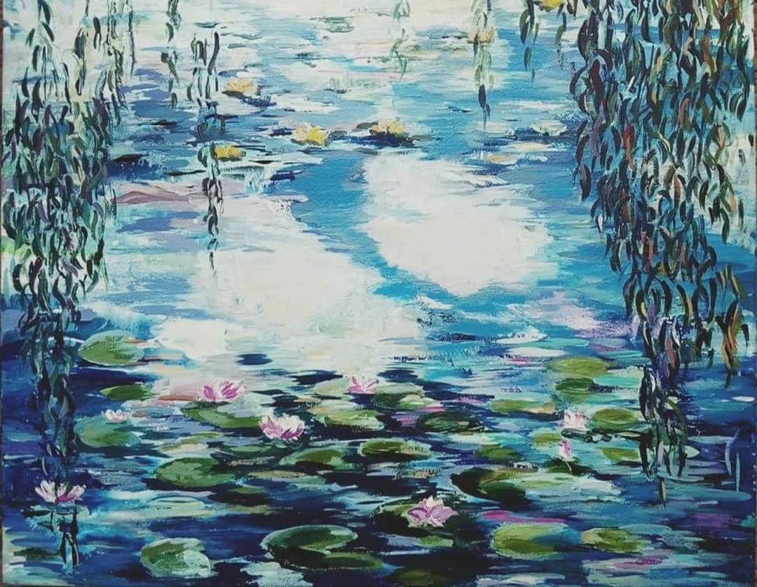 我的莫奈睡莲池印象派水景画蓝天倒影 - 墙贴/壁贴 - 其他材质 