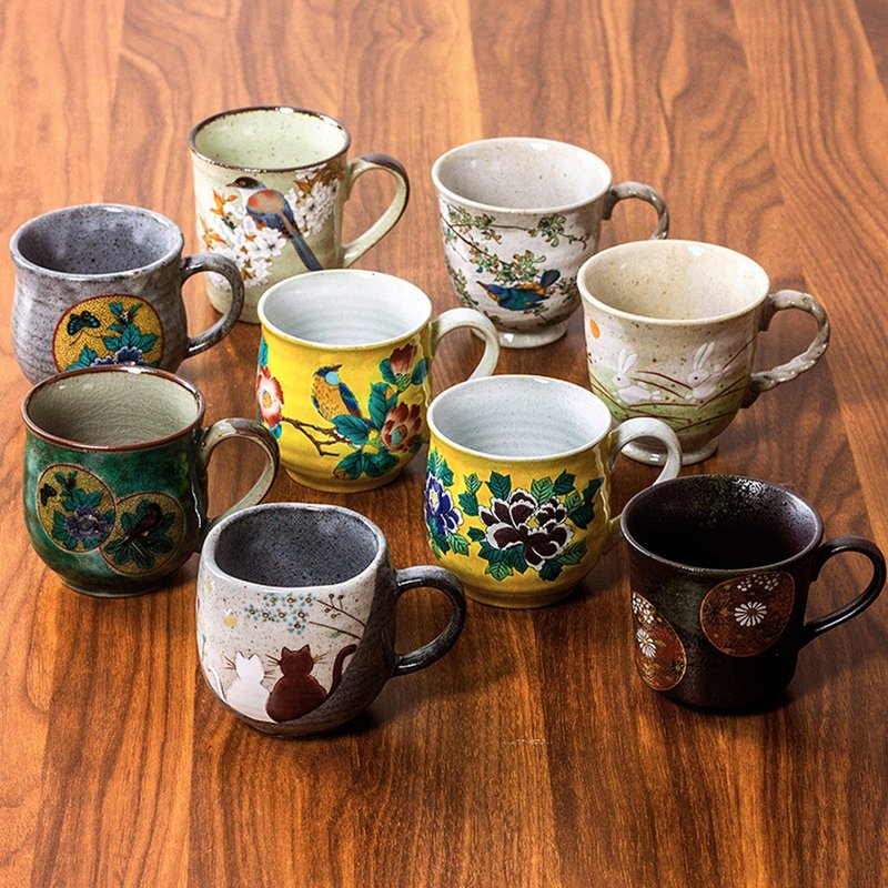 日本进口九谷烧复古粗陶马克杯猫咪咖啡杯茶杯结婚生日礼物杯子 - 其他杯子 - 陶 