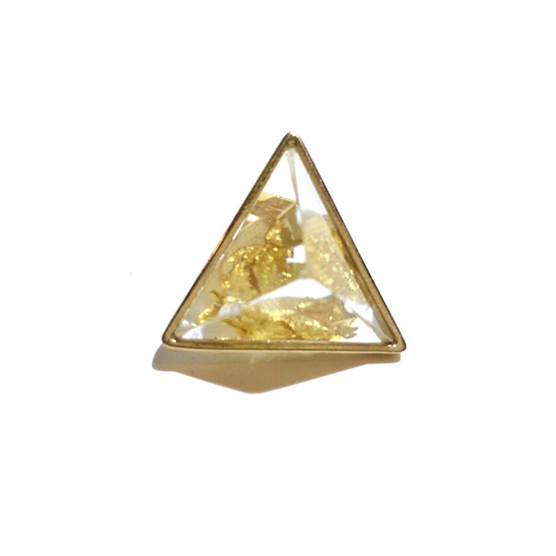 PRISM clip-on earring for one ear　 gold leaf - 耳环/耳夹 - 树脂 金色