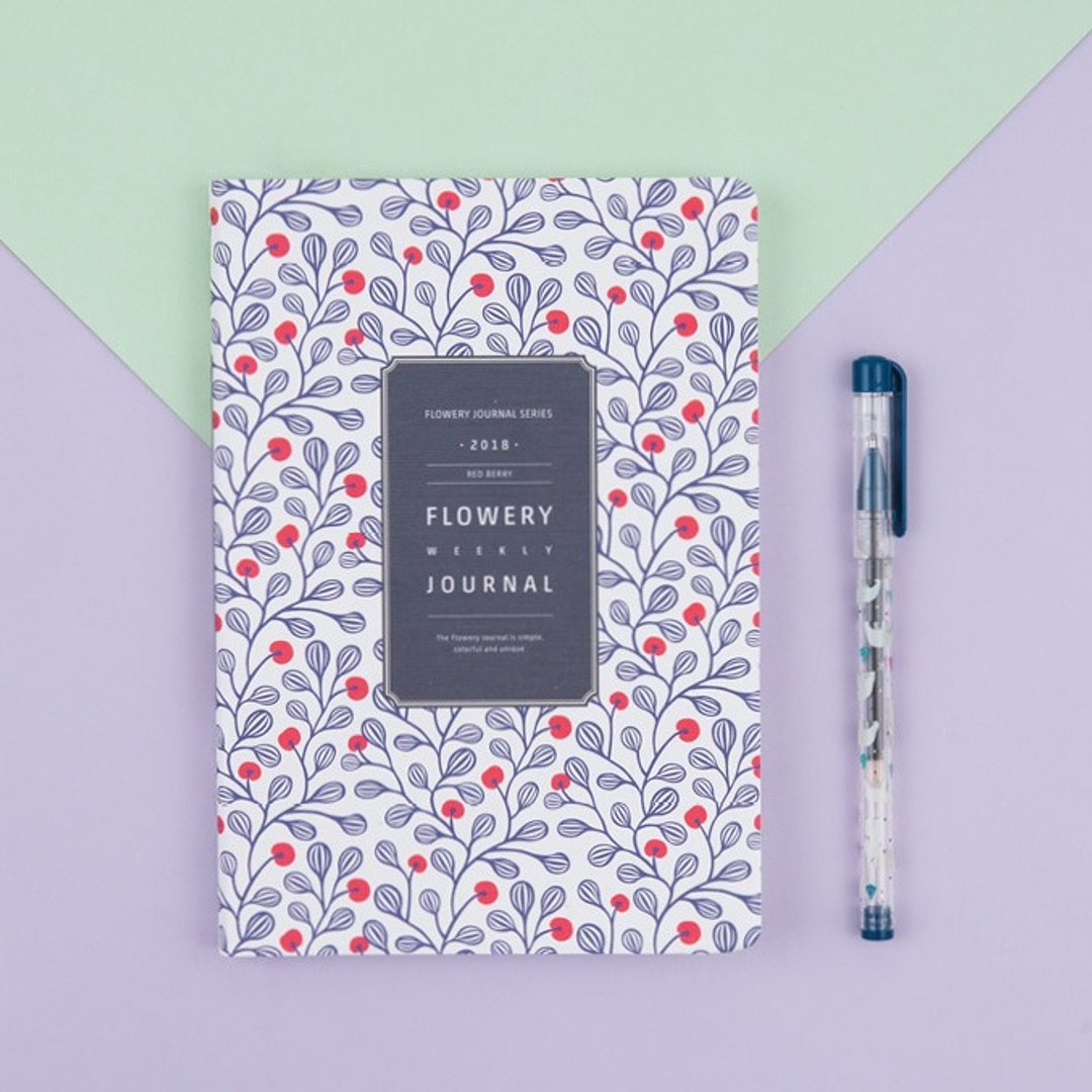 2018 FLOWERY WEEKLY JOURNAL行事历/手帐 - 红莓 - 笔记本/手帐 - 纸 蓝色