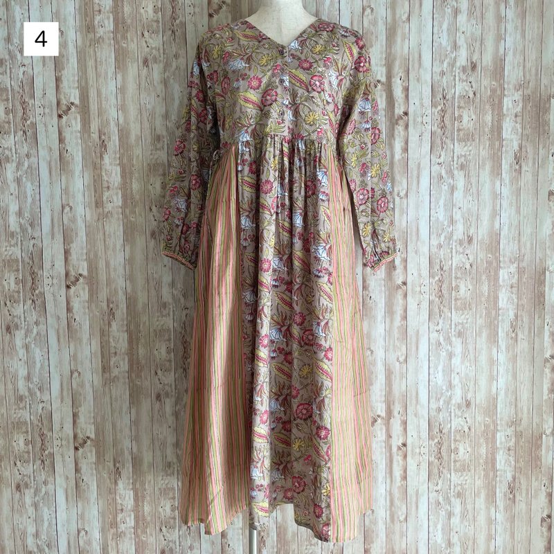 Long sleeve dress Fragrance - 洋装/连衣裙 - 棉．麻 粉红色