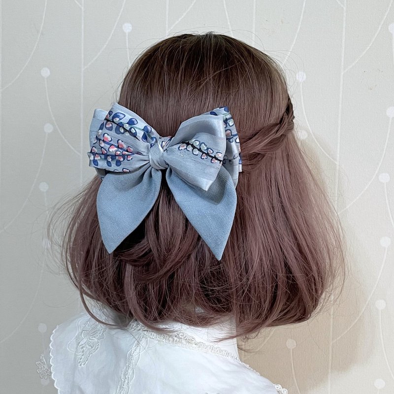 雾灰蓝 / 多层打结蝴蝶结垂式马尾夹 发束 自动夹 发叉 压夹 鲨鱼 - 发饰 - 其他材质 