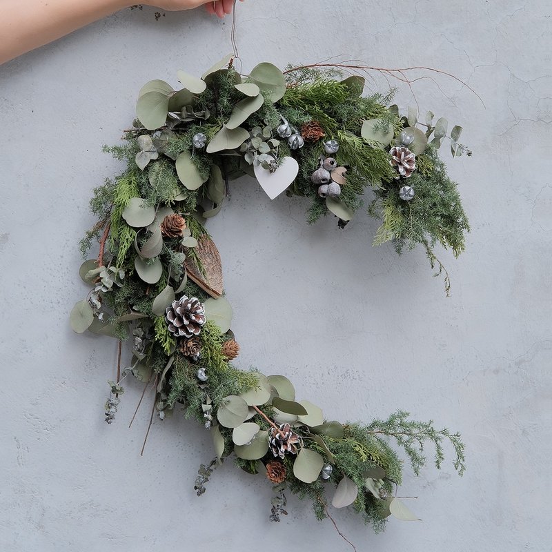 2024 - 马蹄形古典圣诞花圈 / 圣诞礼物 交换礼物 圣诞节 - 干燥花/捧花 - 植物．花 绿色