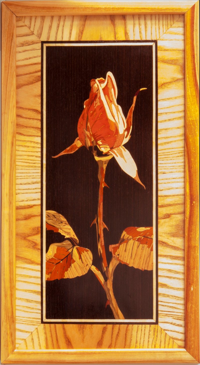 玫瑰花镶嵌马赛克墙壁艺术框架波西米亚风格图片木饰面 - 墙贴/壁贴 - 木头 橘色