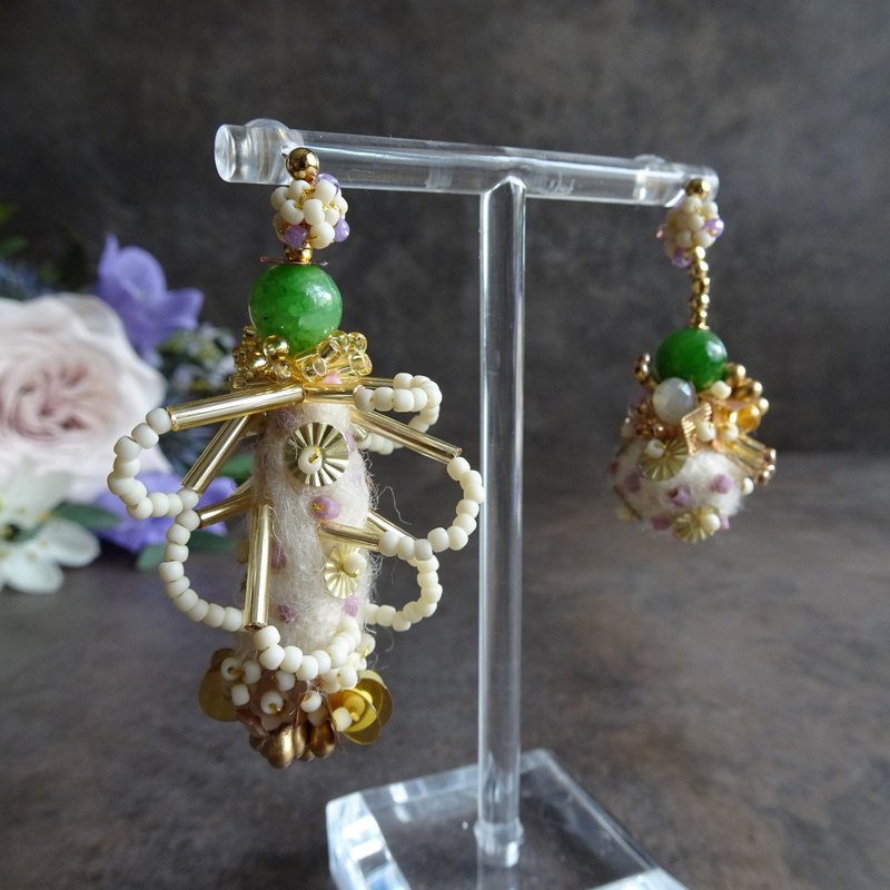 Botanical【耳环】 - 耳环/耳夹 - 半宝石 绿色