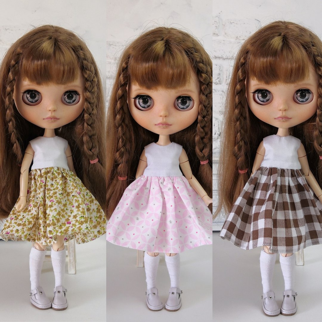 Set summer sleeveless dresses for doll Blythe. Clothes for Blythe doll - 玩偶/公仔 - 棉 