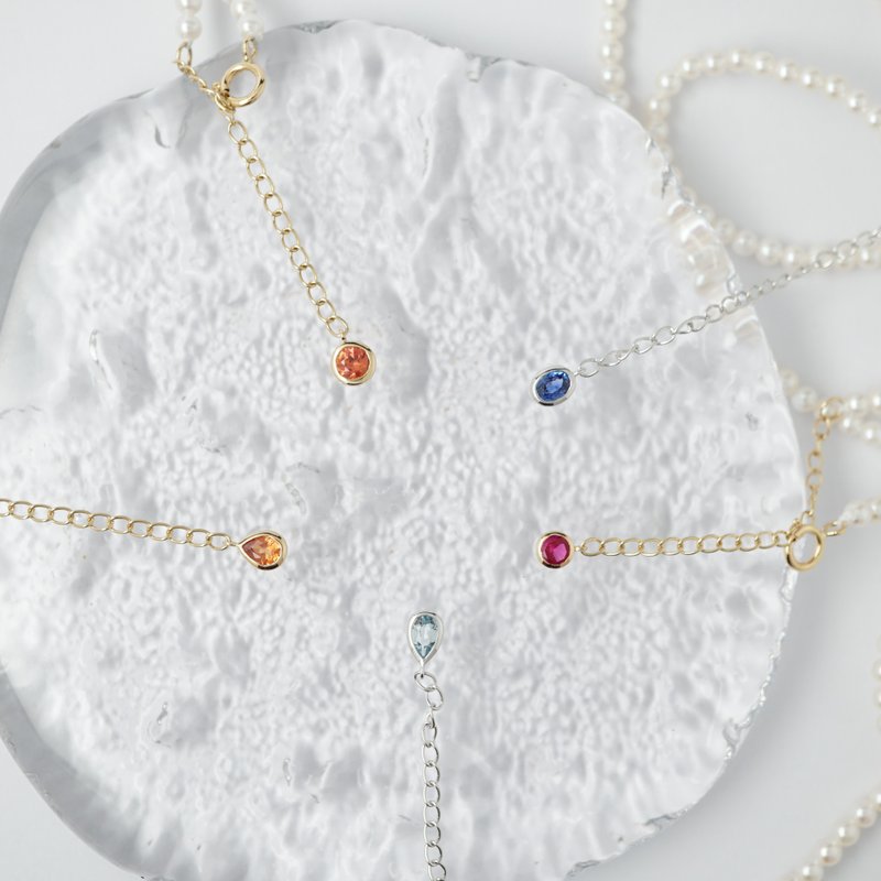 【彩虹奇遇】天然淡水珍珠项链 18K黄金配件 镶嵌天然宝石 - 项链 - 宝石 多色