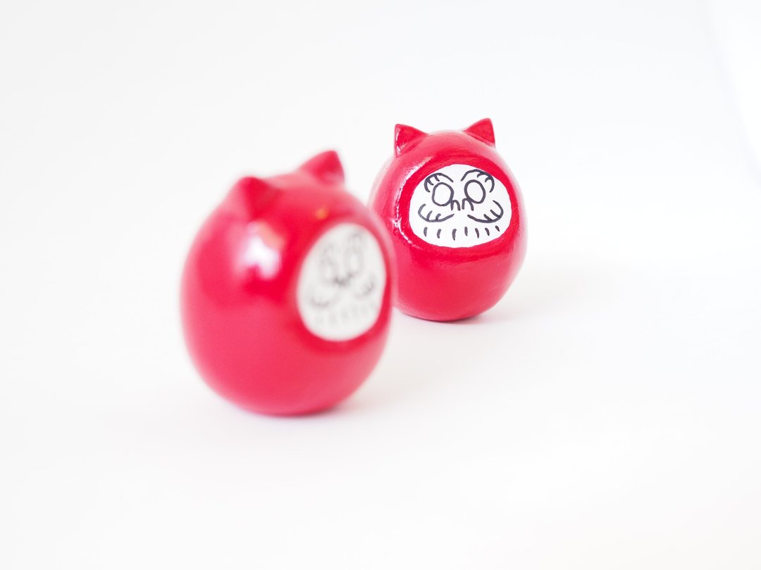 Daruma cat - 玩偶/公仔 - 粘土 红色