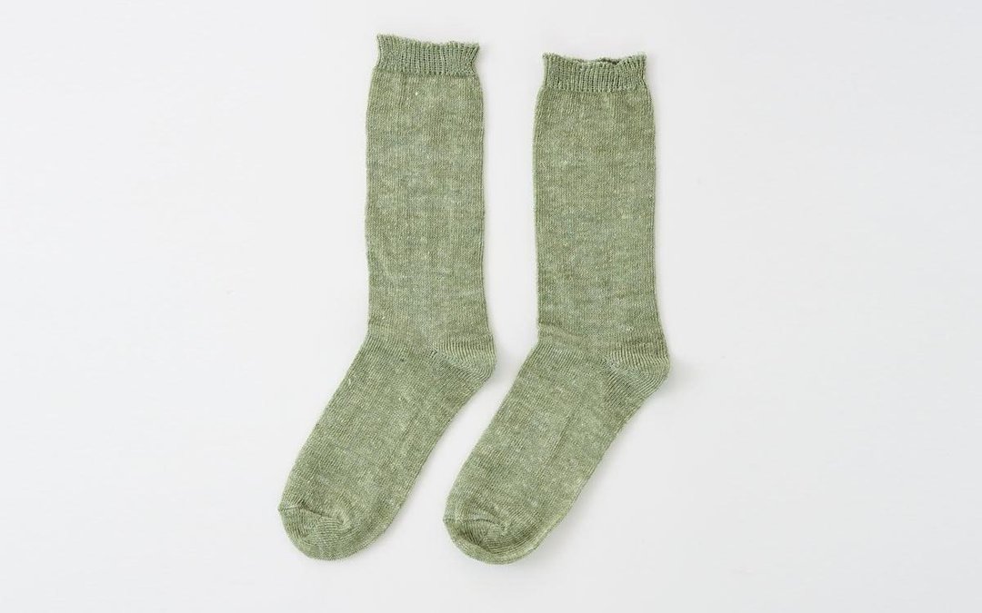 Socks light green ladies for linen knit - 其他 - 棉 绿色