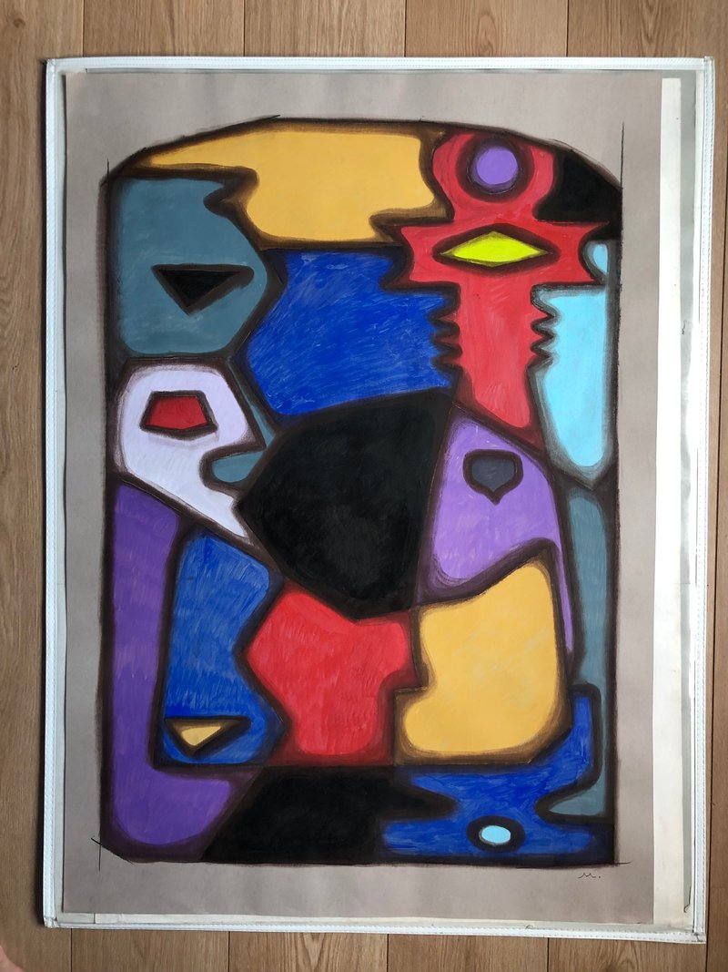 尤金·穆克霍伊德的水彩抽象画，充满情感的马赛克 - 墙贴/壁贴 - 纸 多色
