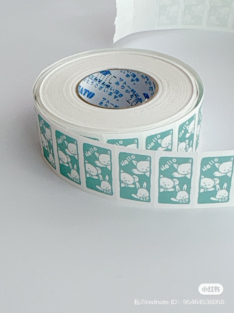标签贴纸 绒毛玩偶 HELLO 薄荷绿 - 贴纸 - 纸 蓝色
