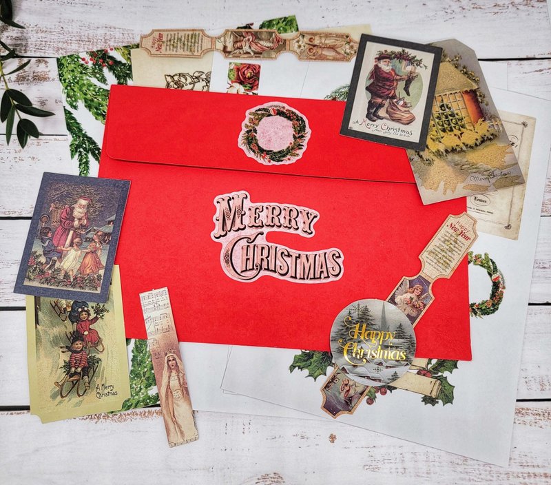 Vintage Christmas gifts washi stickers and tags for scrapboo - 纸胶带 - 纸 多色