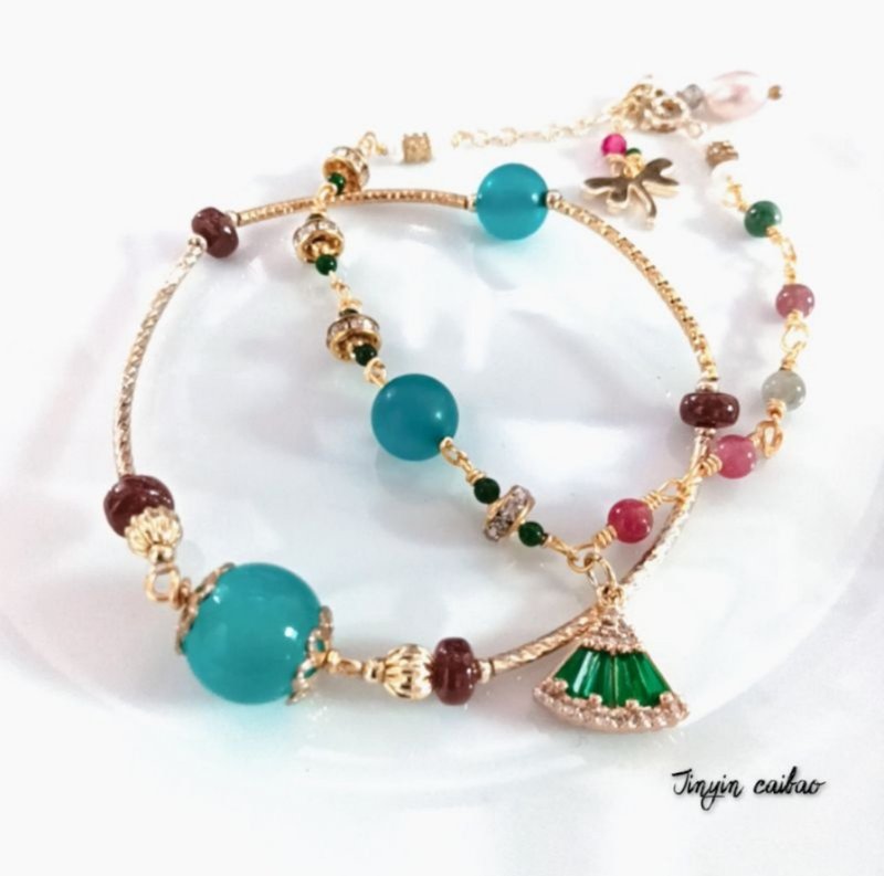 金银财宝 Jinyin caibao14k包金 二条式天河石手链 - 手链/手环 - 宝石 