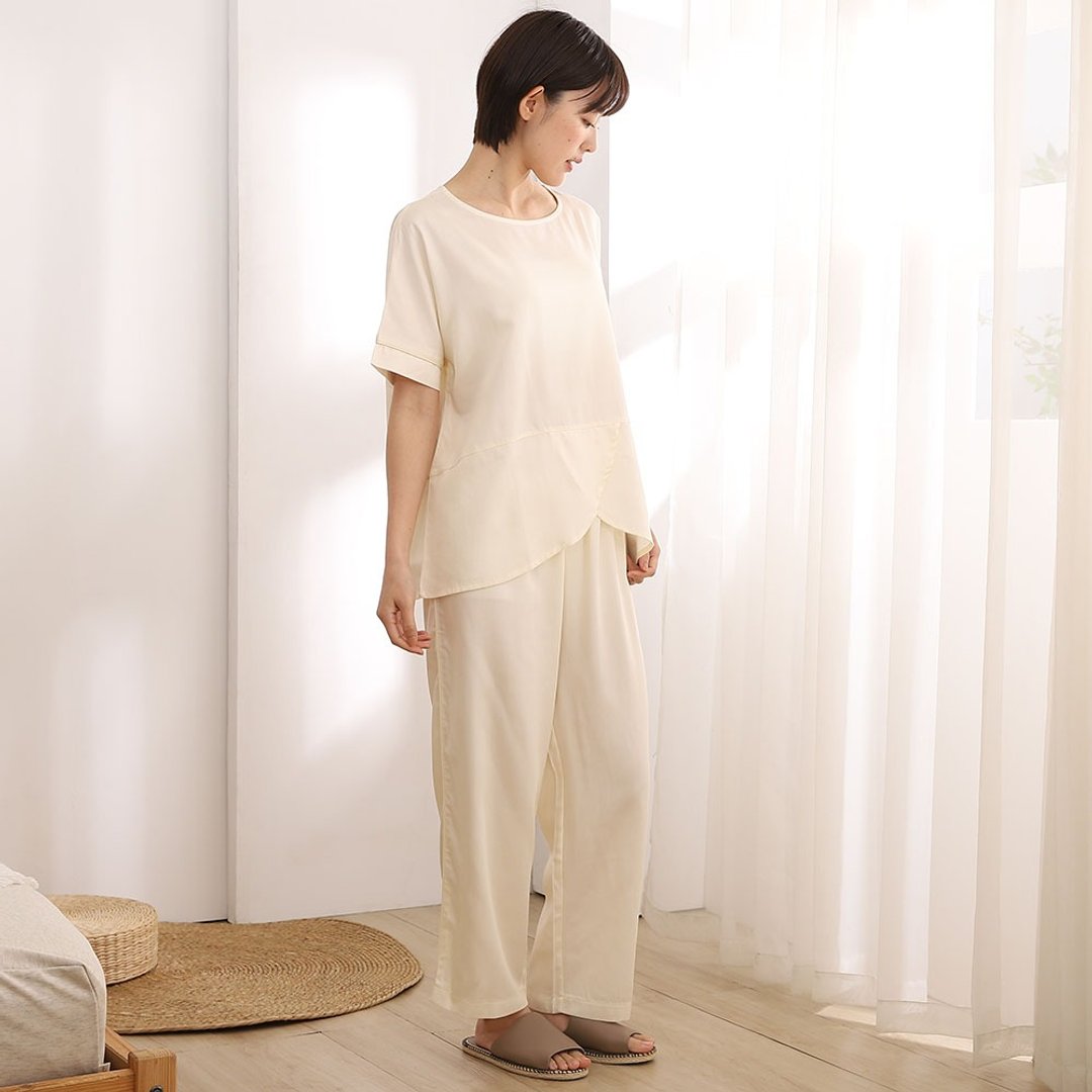 UMORFIL胶原蛋白前短后长丝滑上衣套装-共3色 - 居家服/睡衣 - 棉 多色
