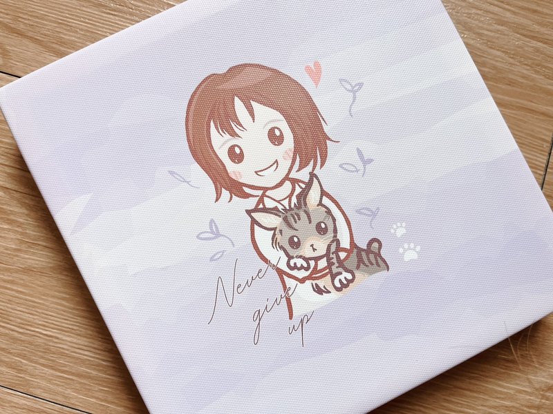 【定制・无框画】原创插画・似颜绘人像宠物・生日纪念品交换礼物 - 订制画像 - 其他材质 白色