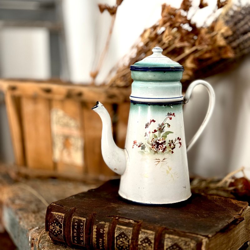 *30973法国古董珐琅咖啡壶French antique enamel coffee pot - 咖啡壶/周边 - 其他材质 