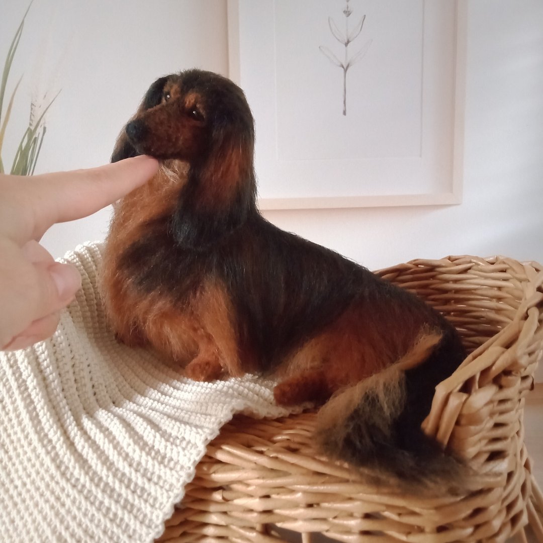 准备出货 6 英寸（15 厘米）高 迷你逼真长毛腊肠犬 - 玩偶/公仔 - 其他材质 咖啡色