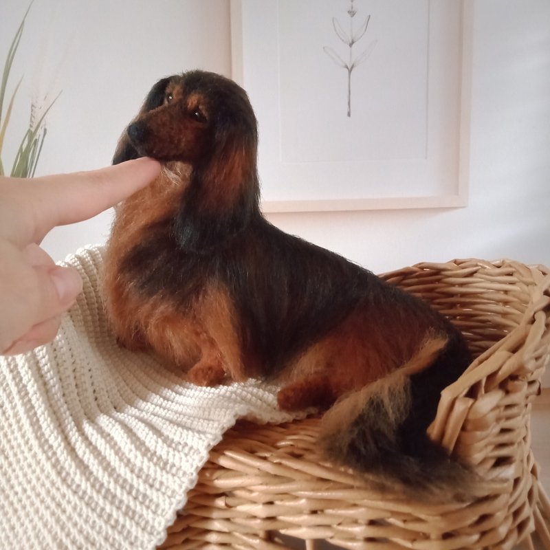 准备出货 6 英寸（15 厘米）高 迷你逼真长毛腊肠犬 - 玩偶/公仔 - 其他材质 咖啡色