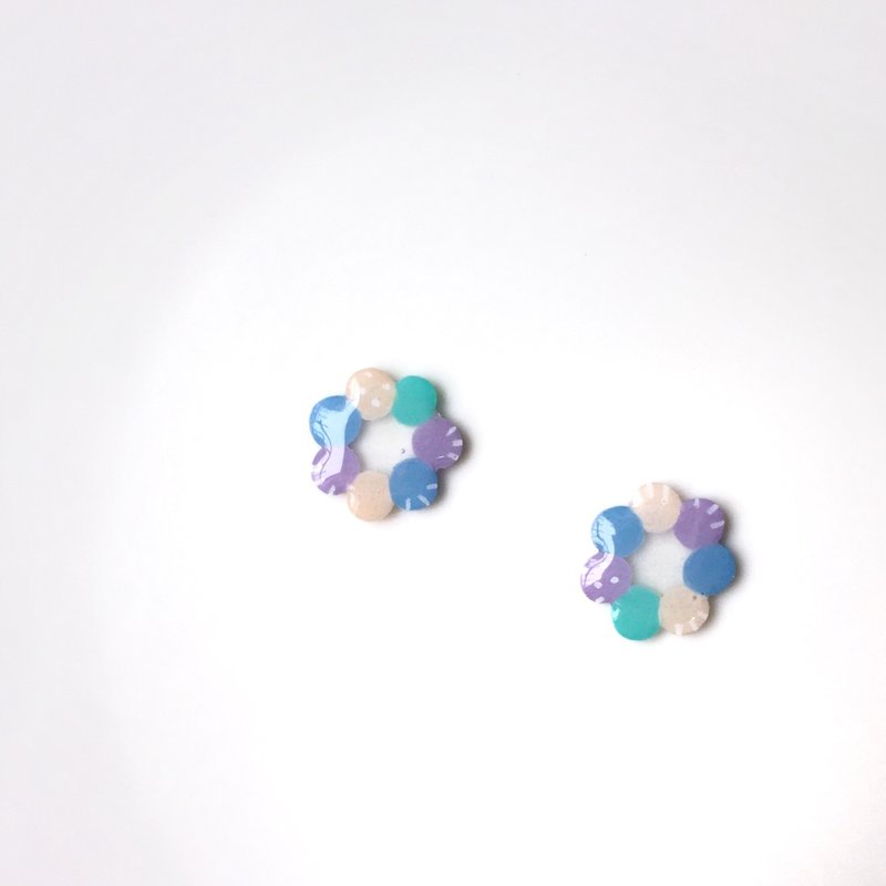 转转小花夹式/针式耳环 - 耳环/耳夹 - 树脂 多色