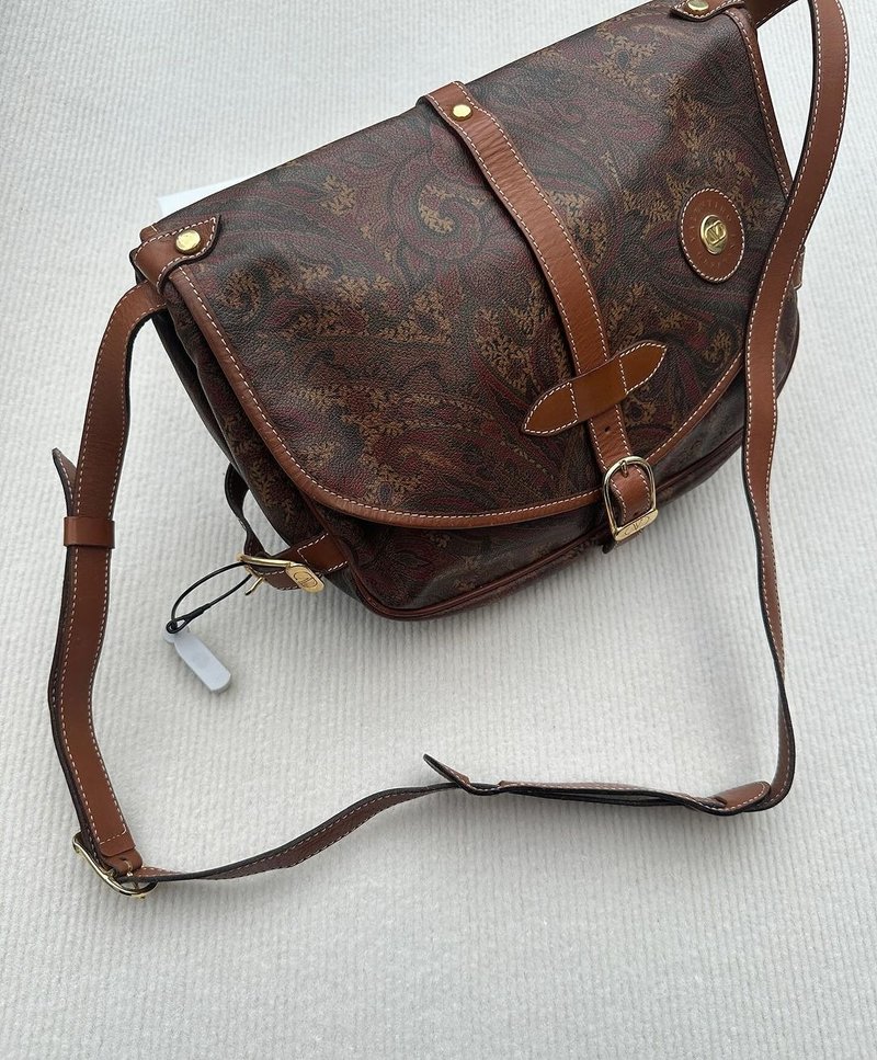 中古包 Valentino华伦天奴 火腿纹双子星包 - 手提包/手提袋 - 其他材质 咖啡色