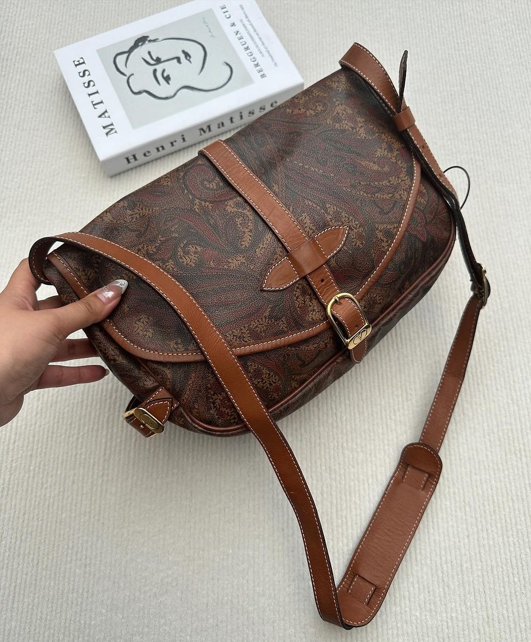 中古包 Valentino华伦天奴 火腿纹双子星包 - 手提包/手提袋 - 其他材质 咖啡色