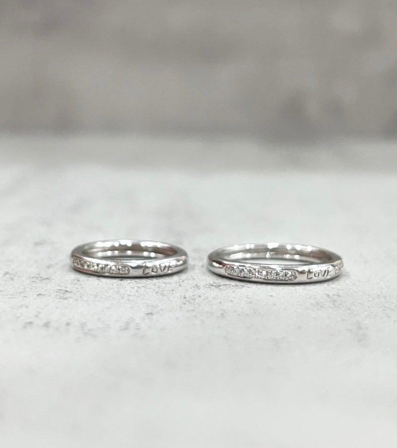 LOVE钻石戒指 天然南非钻石 情侣对戒 婚戒 14K K585 - 戒指 - 钻石 