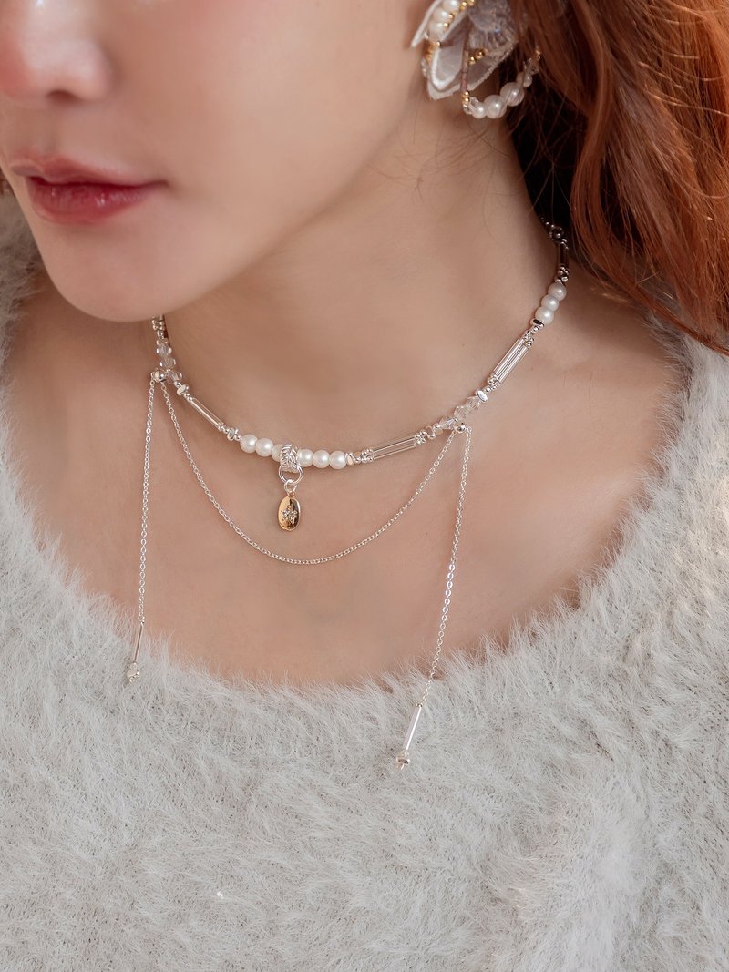 人造糖霜。MUCHAT手作14KGP水晶珍珠星星项链 - 项链 - 其他金属 银色