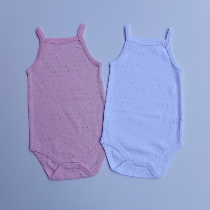 宝贝内着连身衣二件组(女) - 背带裤/连体裤 - 棉．麻 白色