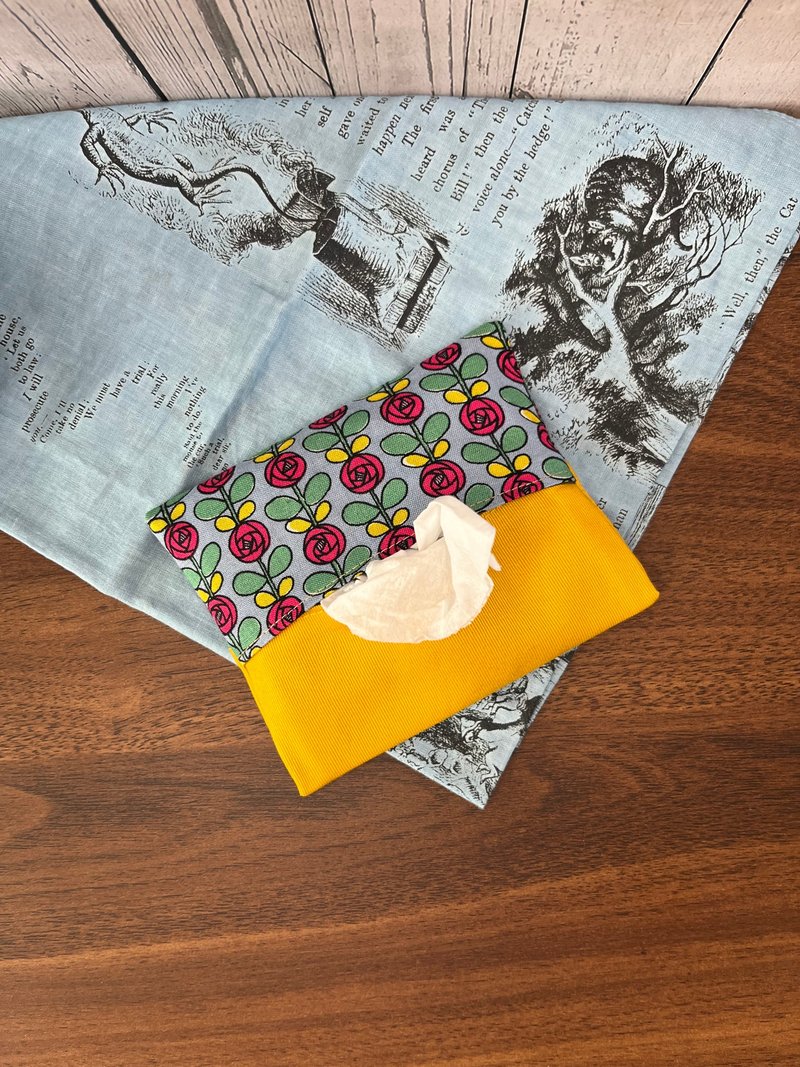 日本制 随身面纸袋 - 纸巾盒 - 棉．麻 蓝色