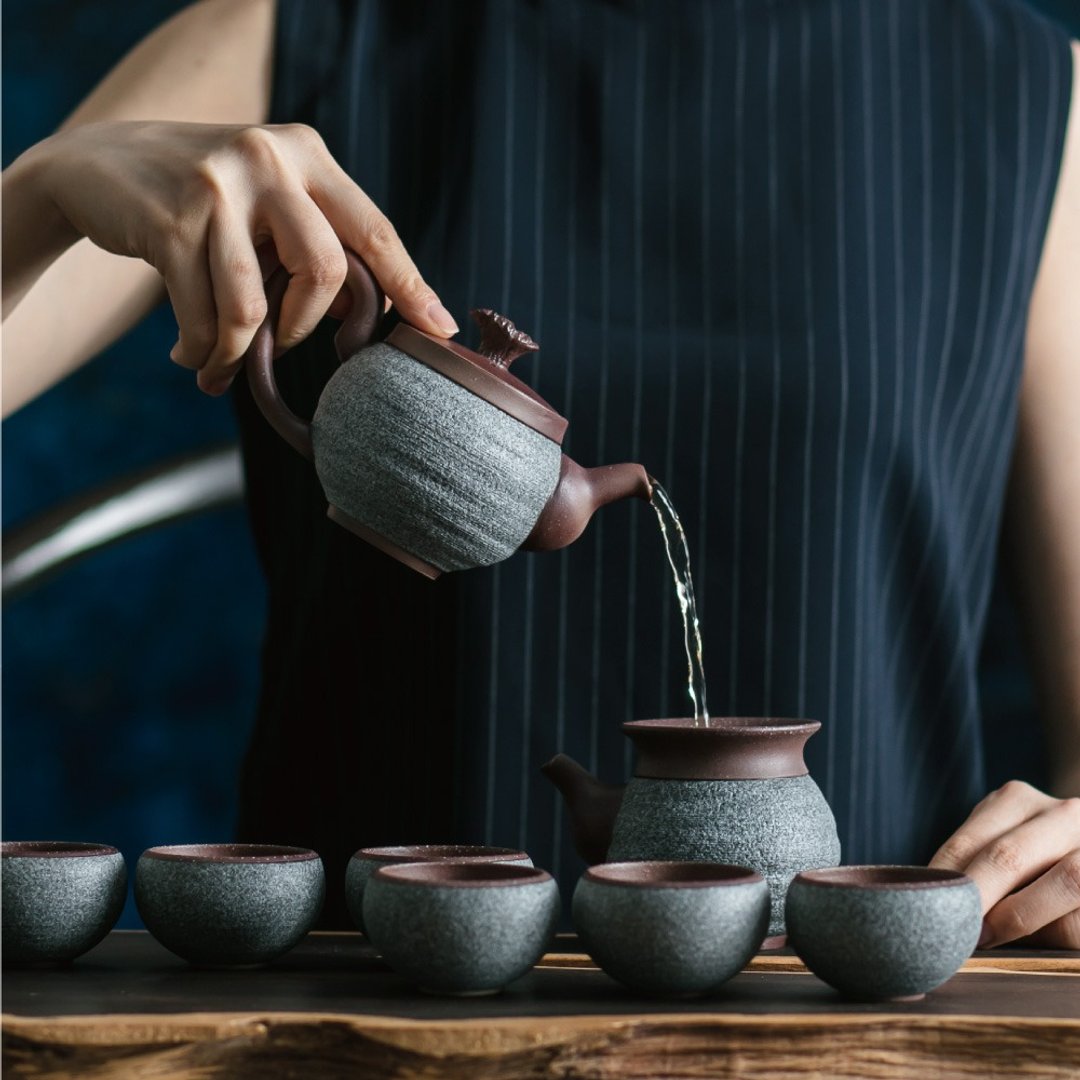 【母亲节礼物】陆宝 岩藏观海茶组  一壶一海六杯 - 茶具/茶杯 - 陶 
