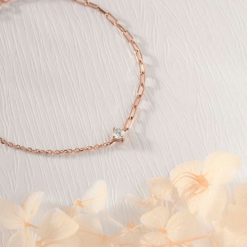 18K  单钻 钻石手链 百搭 - 手链/手环 - 贵金属 白色