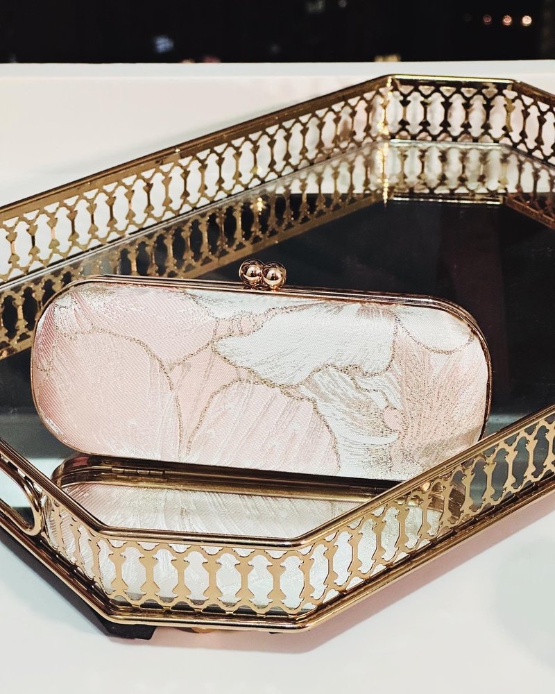 粉金花织锦缎眼镜盒/笔盒/首饰盒 - 铅笔盒/笔袋 - 棉．麻 蓝色