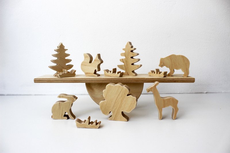 Wooden balance board puzzle - montessori baby toys, balancing animals stacking - 玩具/玩偶 - 木头 咖啡色